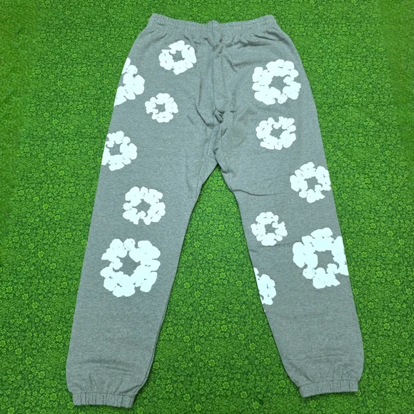 Denim Tear Grey Sweatpants with White Florals Unisex